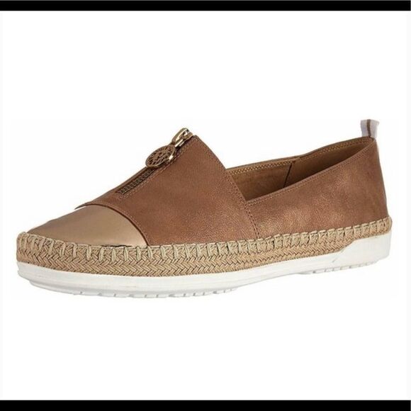 Anne Klein Zetta Espadrille Zip Up Metallic Flats - Picture 1 of 9